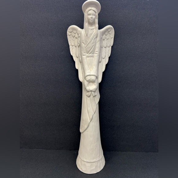 Porcelain Angel Holding Wreath/ 17” Ready for you to paint - Picture 1 of 13